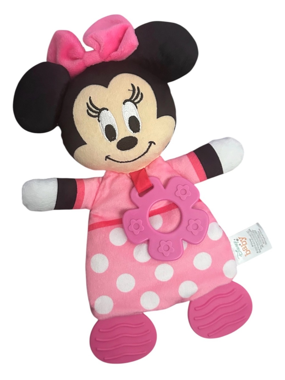 Disney Minnie Plush Pink Polka Dot Minnie Teething Toy